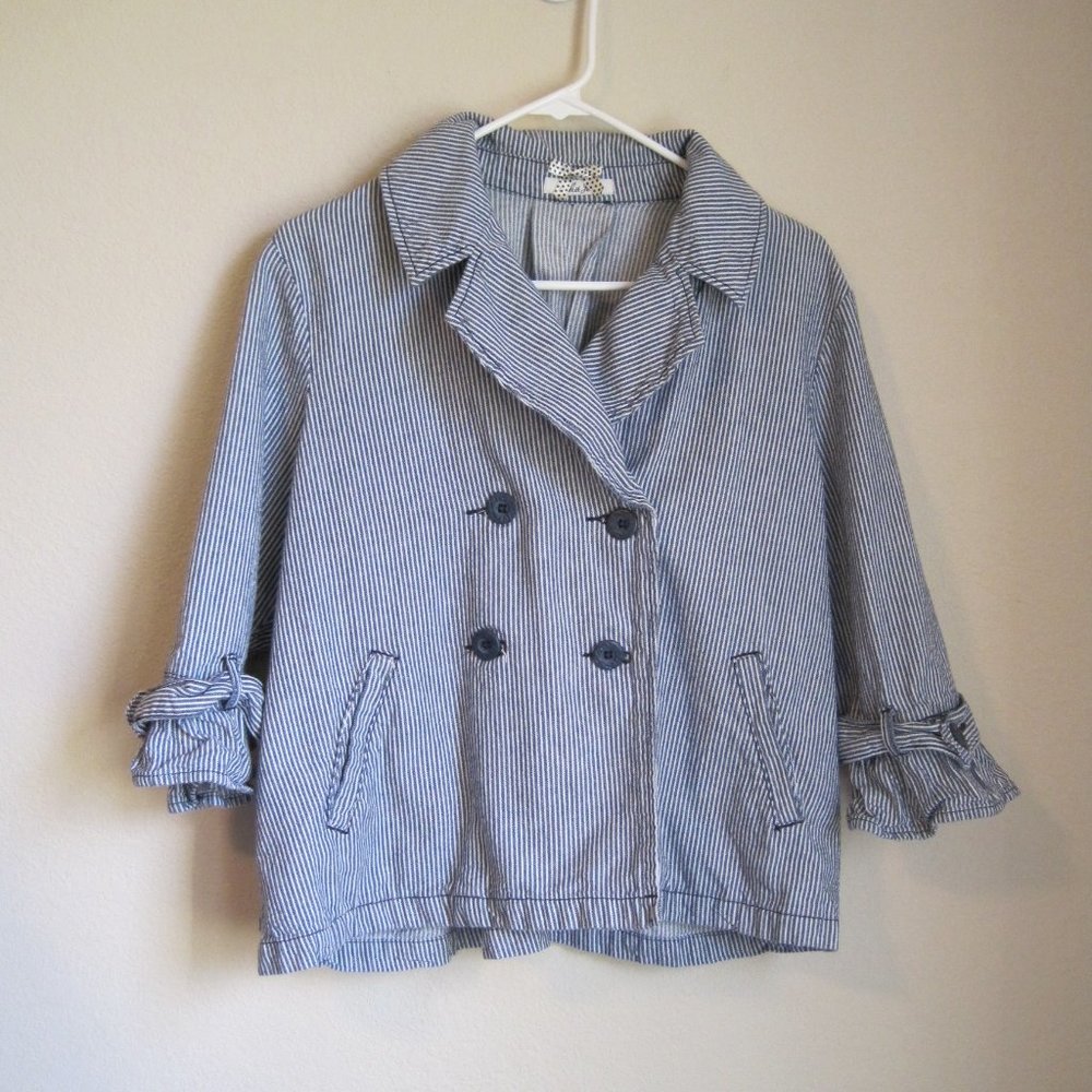 Kikit jeans pea coat jacket sz L women - Picture 2 of 8